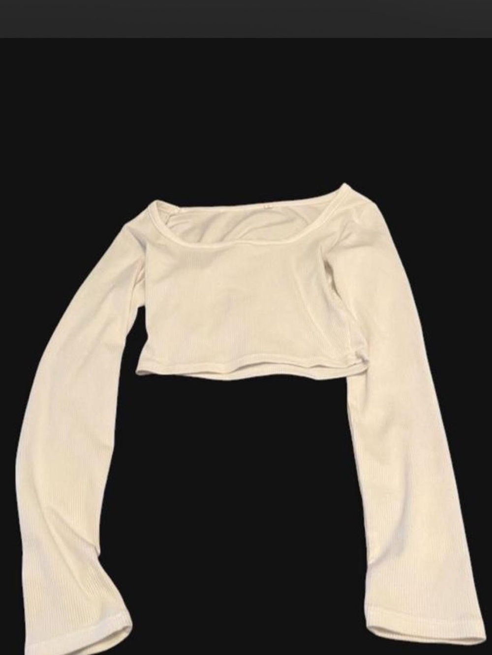 Cropped Long-Sleeve Ribbed Top in White